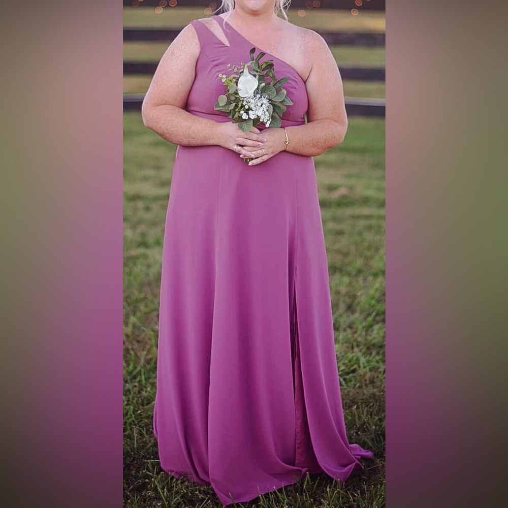 David's Bridal One-Shoulder Chianti